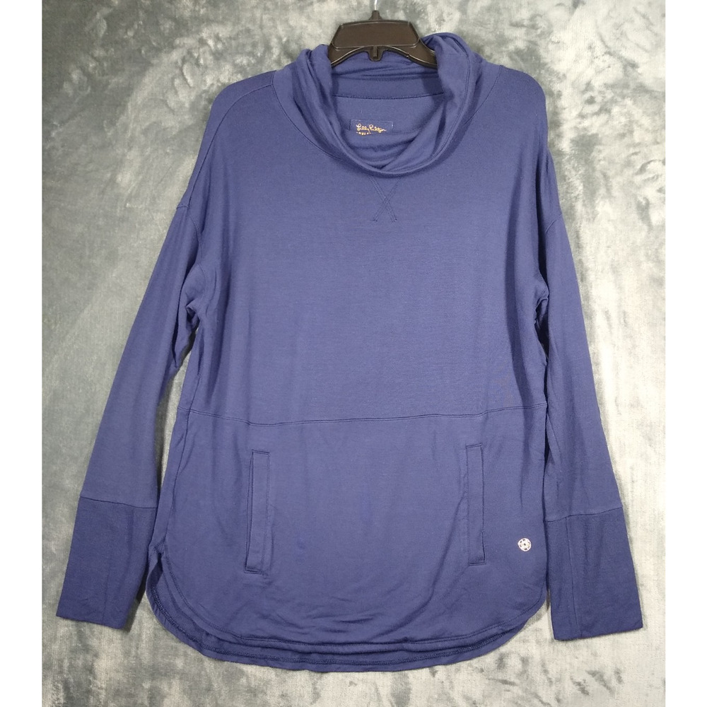Lilly Pulitzer Top Womens Large Navy Luxletic Makaylie Pullover Activewear